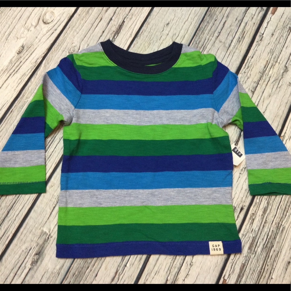 Baby Gap Boys 6-12 M Shirt & Navy Blue Lined Pants - Picture 2 of 6